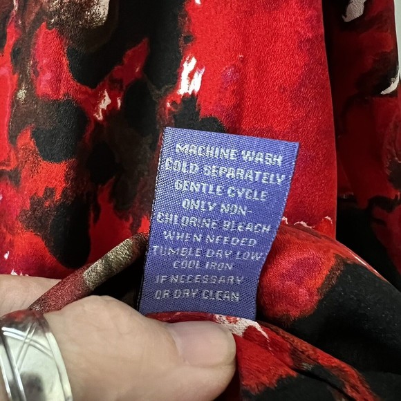 Vivienne Tam NWT Size 8 Red Black Draped Cowl Neck Long Sleeve Top Abstract Art - Picture 7 of 11